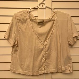 Urban Outfitters tshirt with lace trim and buttons